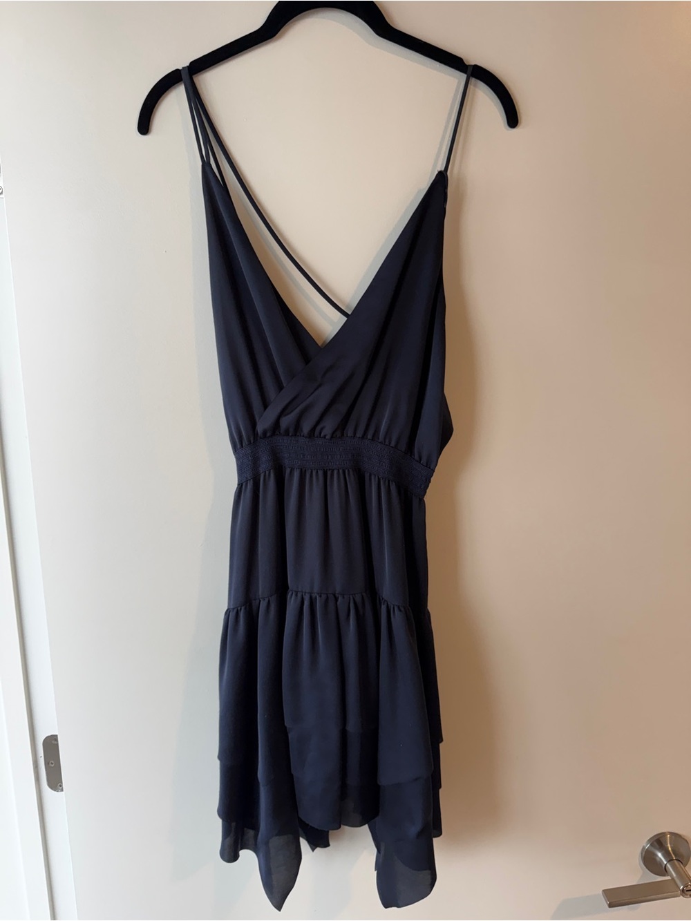 INTERMIX Navy Spaghetti Strap Mini Dress